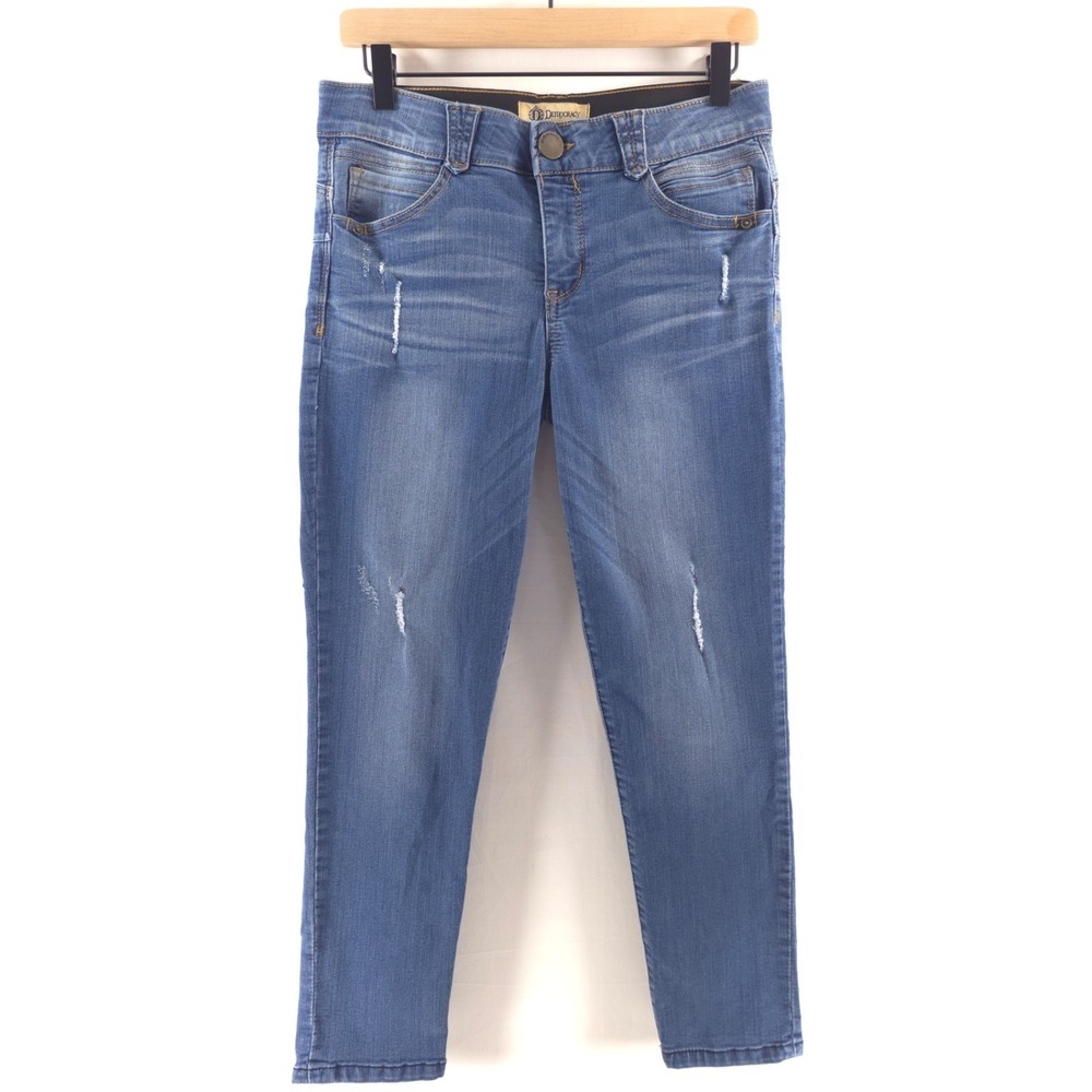 Democracy Womens Jeans Absolution Size 8 Blue Distressed Ankle Skimmer Slim‎ Fit
